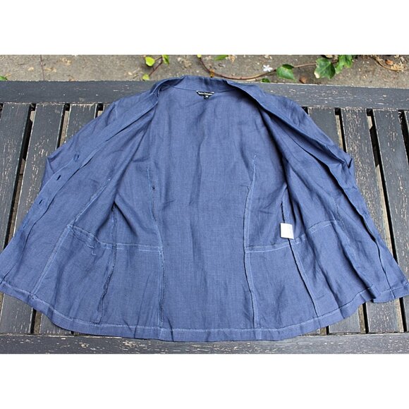 TARA JARMON Paris -"Ingrid" Lightweight Linen Blazer in Blue, 42, Made in France - Picture 10 of 10